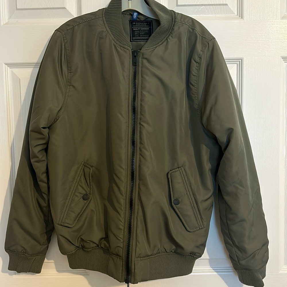 H&M men’s green bomber jacket size medium.